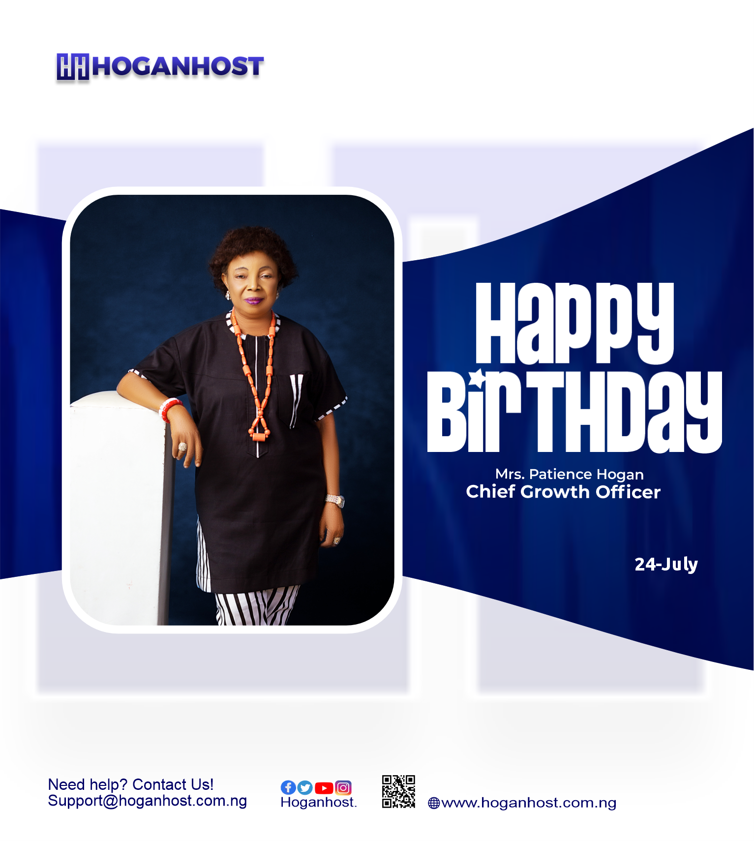 Happy 55th years Birthday to Mrs Patience Hogan — A Visionary Leader and Pillar of HoganHost